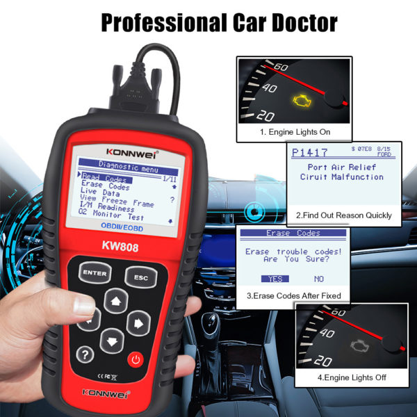 KW808 auto dijagnostika OBD II